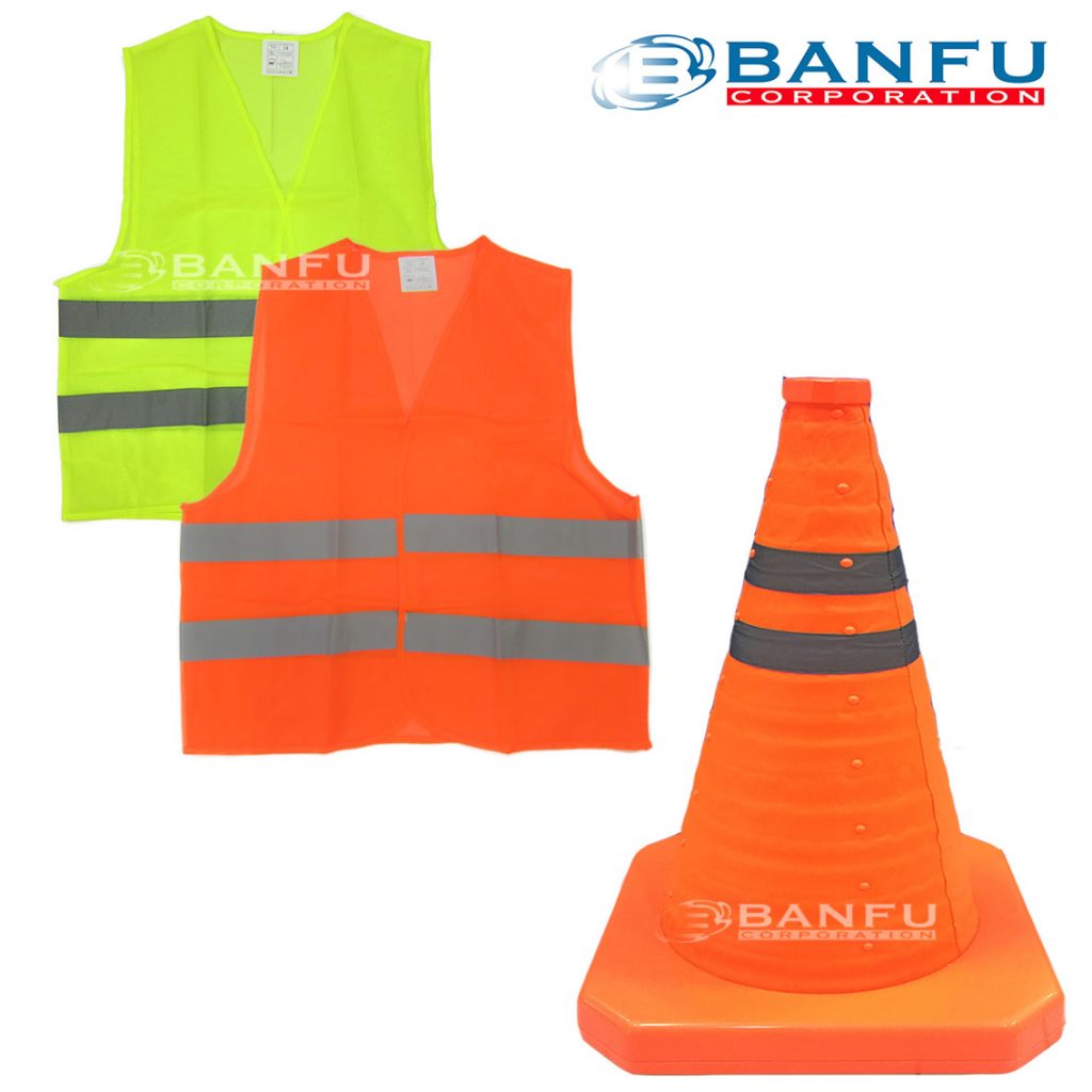 COLLAPSIBLE CONE WITH REFLECTIVE VEST (SV071 YELLOW AND ORANGE)